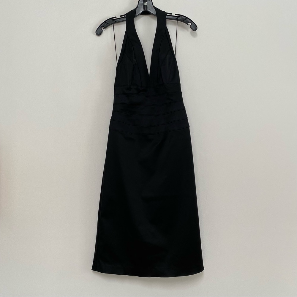 Cache Halter Below Knee Black Dress 2 NWT